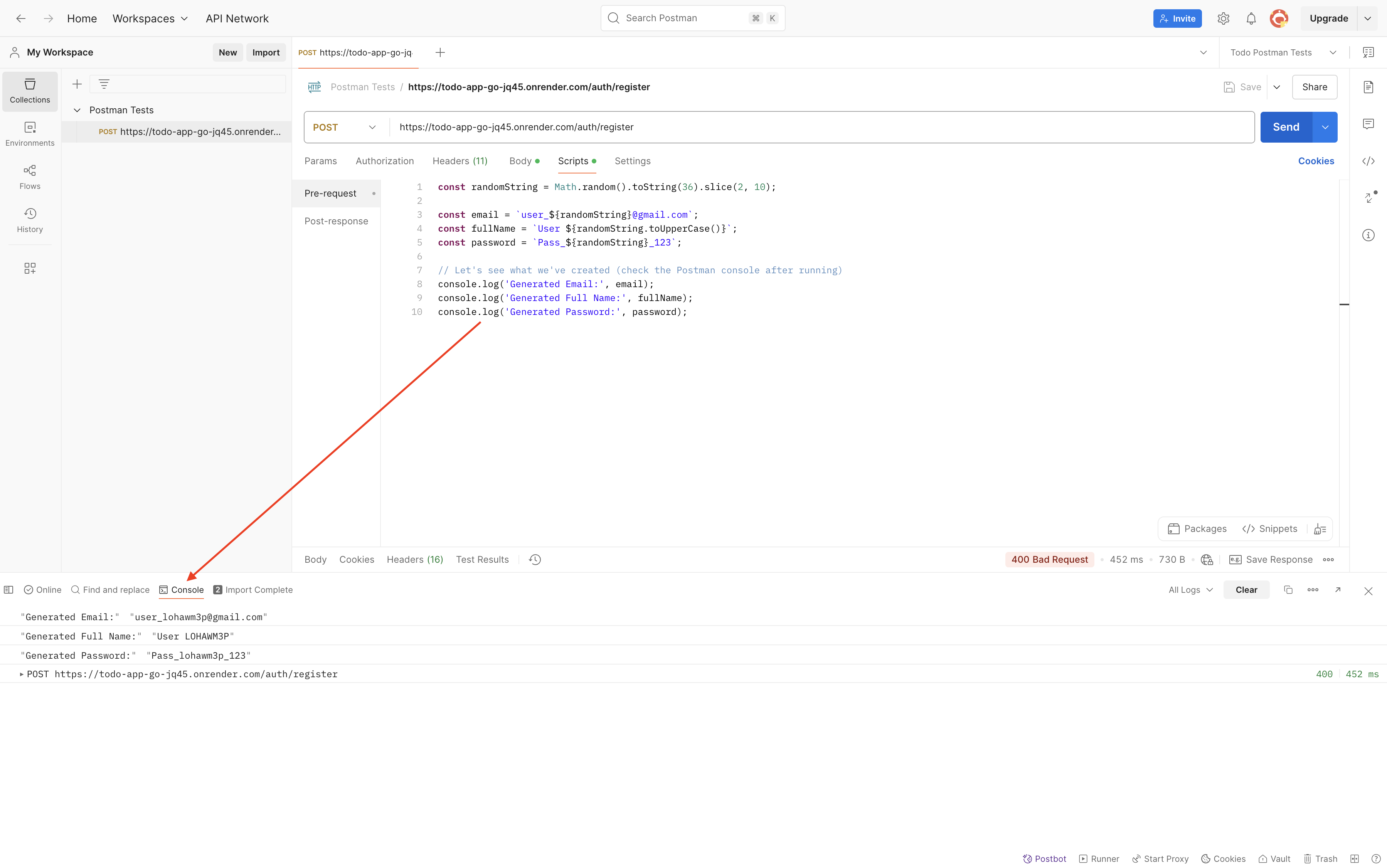 Postman Console