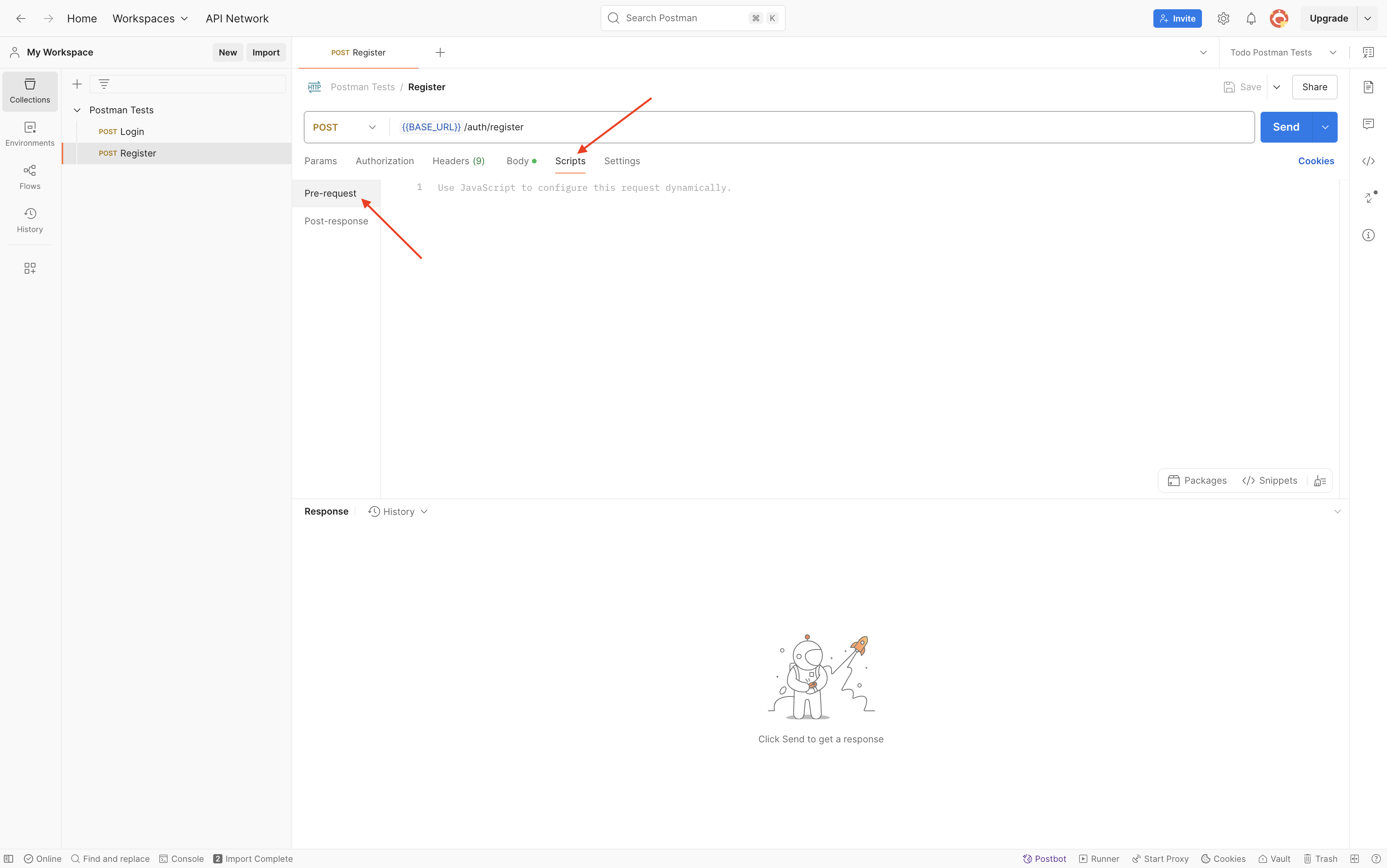 Pre-request Script Tab